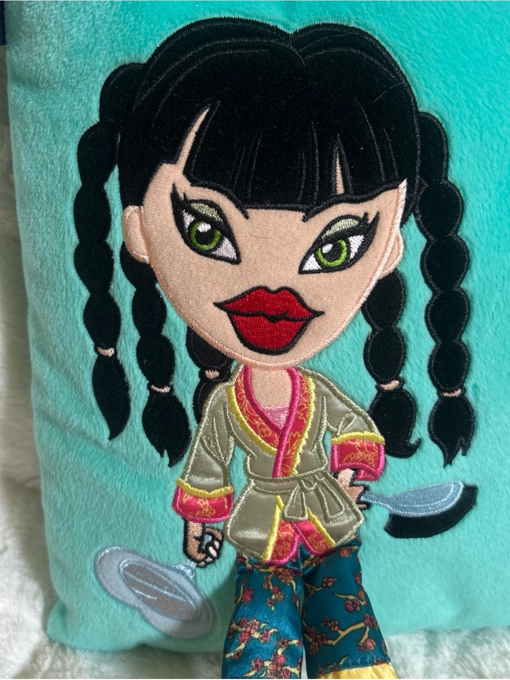 Vtg 2003 BRATZ Slumber Party JADE Plush PILLOW MGA-Aqua Green-w/Tags-12"x12” - Picture 2 of 12
